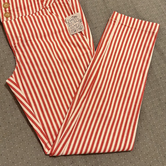 Sale⭐️NWT Free People Frankie Striped High-Waisted Skinny Pants - Picture 6 of 15